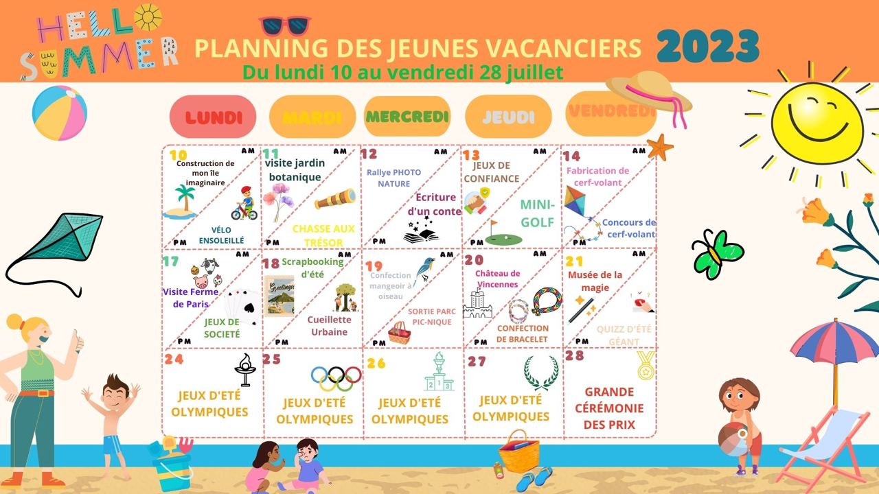 Planning grandes vacances